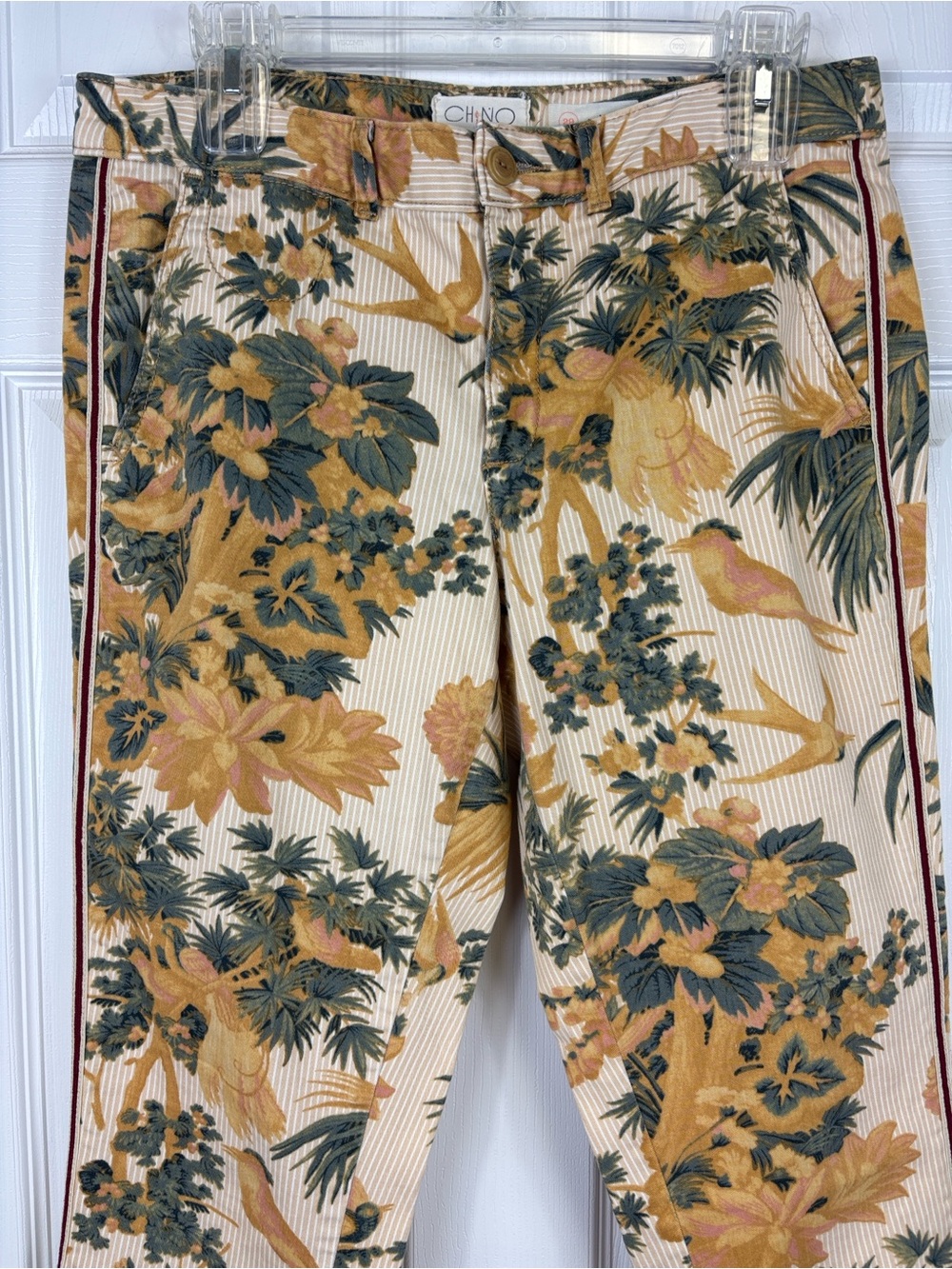 By Anthropologie relaxed bird print chino trousers sz 29 - Picture 7 of 13